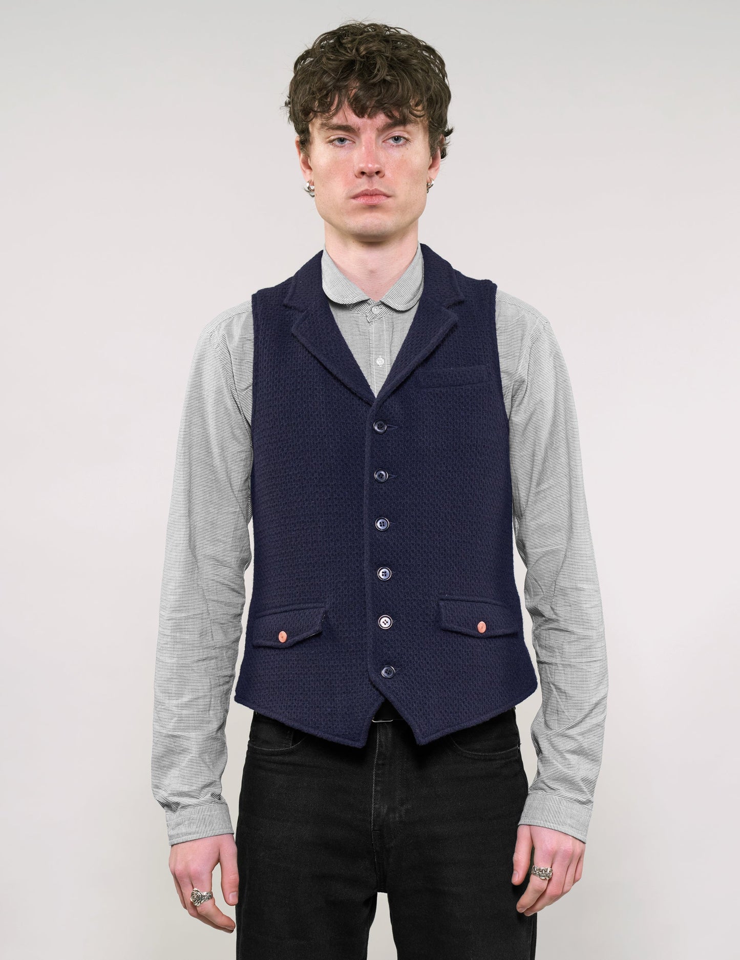 IMMORTAL Silverstone Navy Waffle Waistcoat