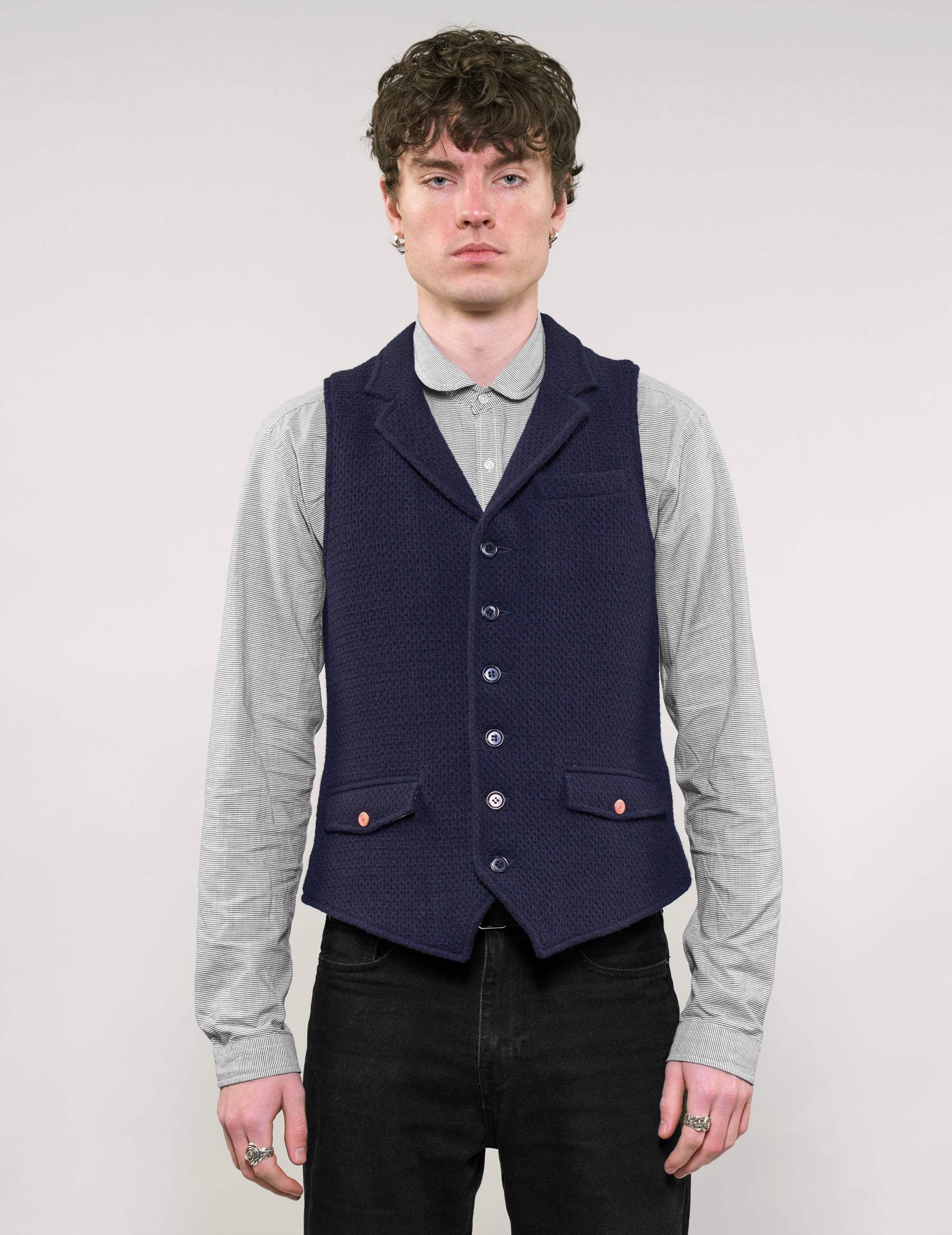 IMMORTAL Silverstone Navy Waffle Waistcoat