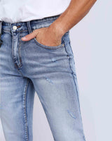 Casual Cat Whisker Slim Fit Blue Ripped Jeans