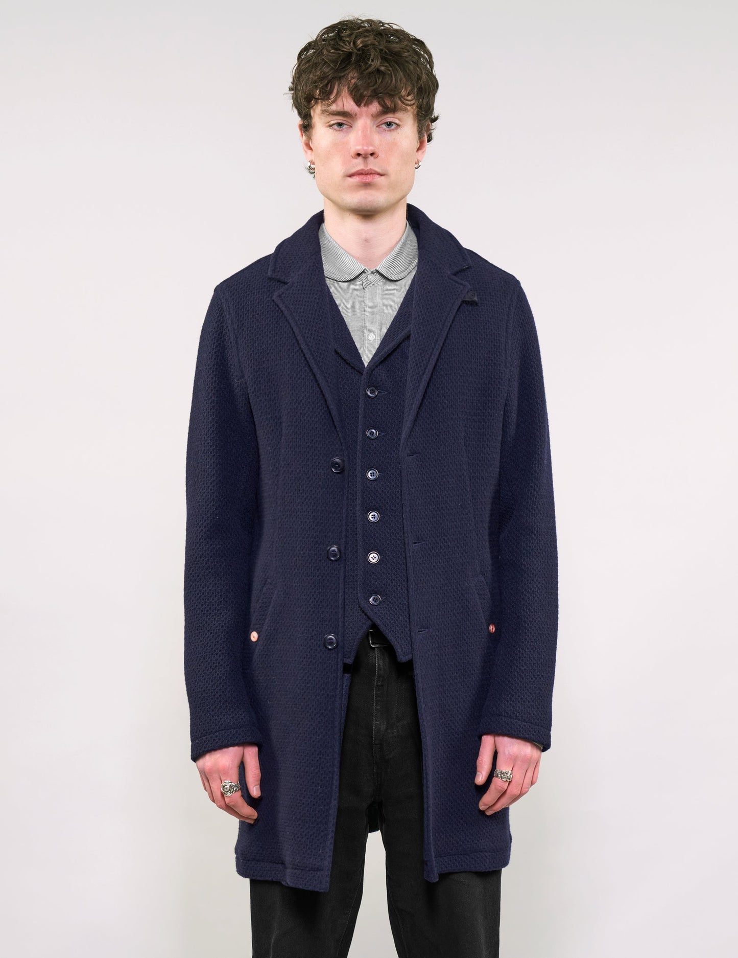 IMMORTAL Silverstone Frock Style Coat - Navy Waffle