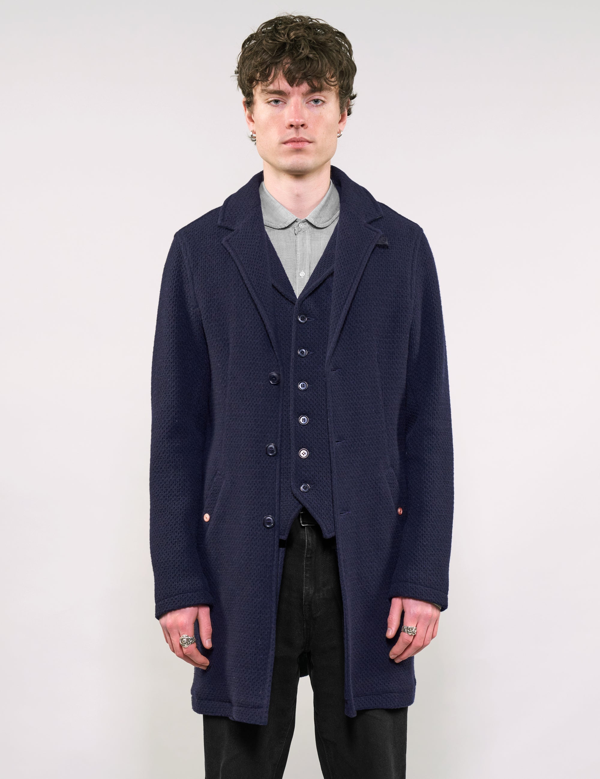 IMMORTAL Silverstone Frock Style Coat - Navy Waffle