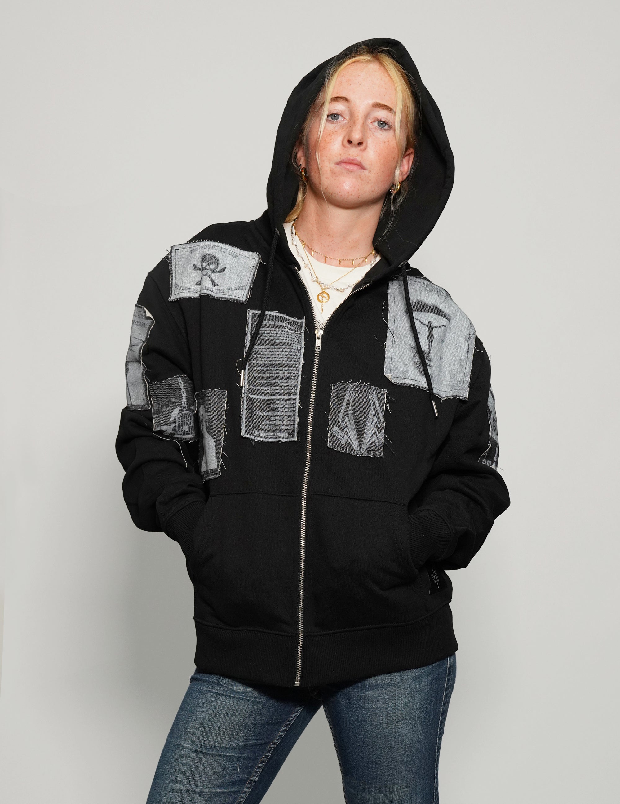 ST Multipatch Zip Hoodie in Black