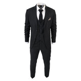 IM1 Men's Classic Plain Black 3 Piece Suit