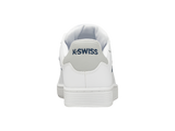 K-Swiss Mens Clean Court Leather Sneakers in White/Black/Cowhide