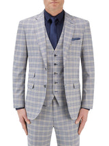 Skopes Men's Tailored Fit Suit Jacket Jacket Sturridge Puppy Tooth Cream-Navy