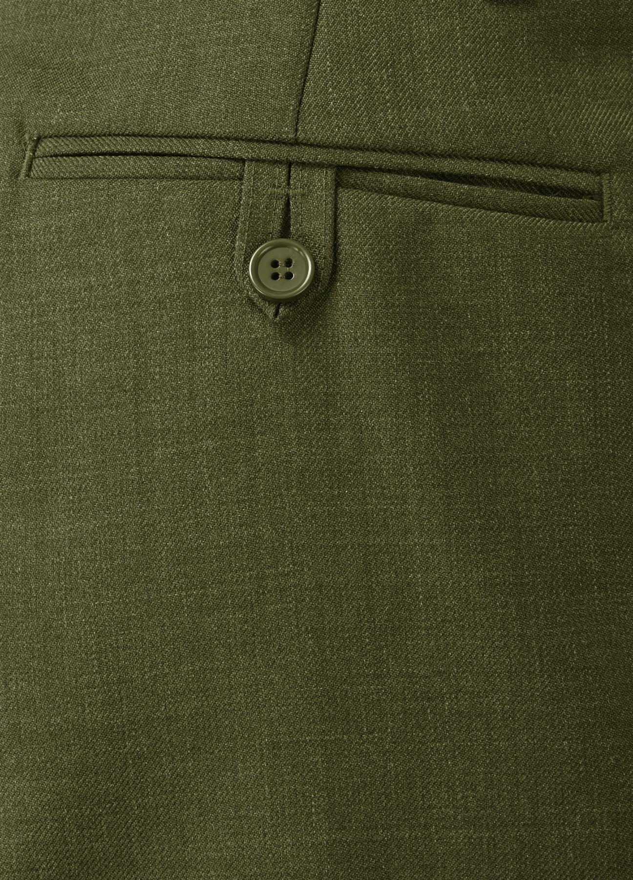 SKOPES Mens Wool Blend Flat Front Trousers in Lovat