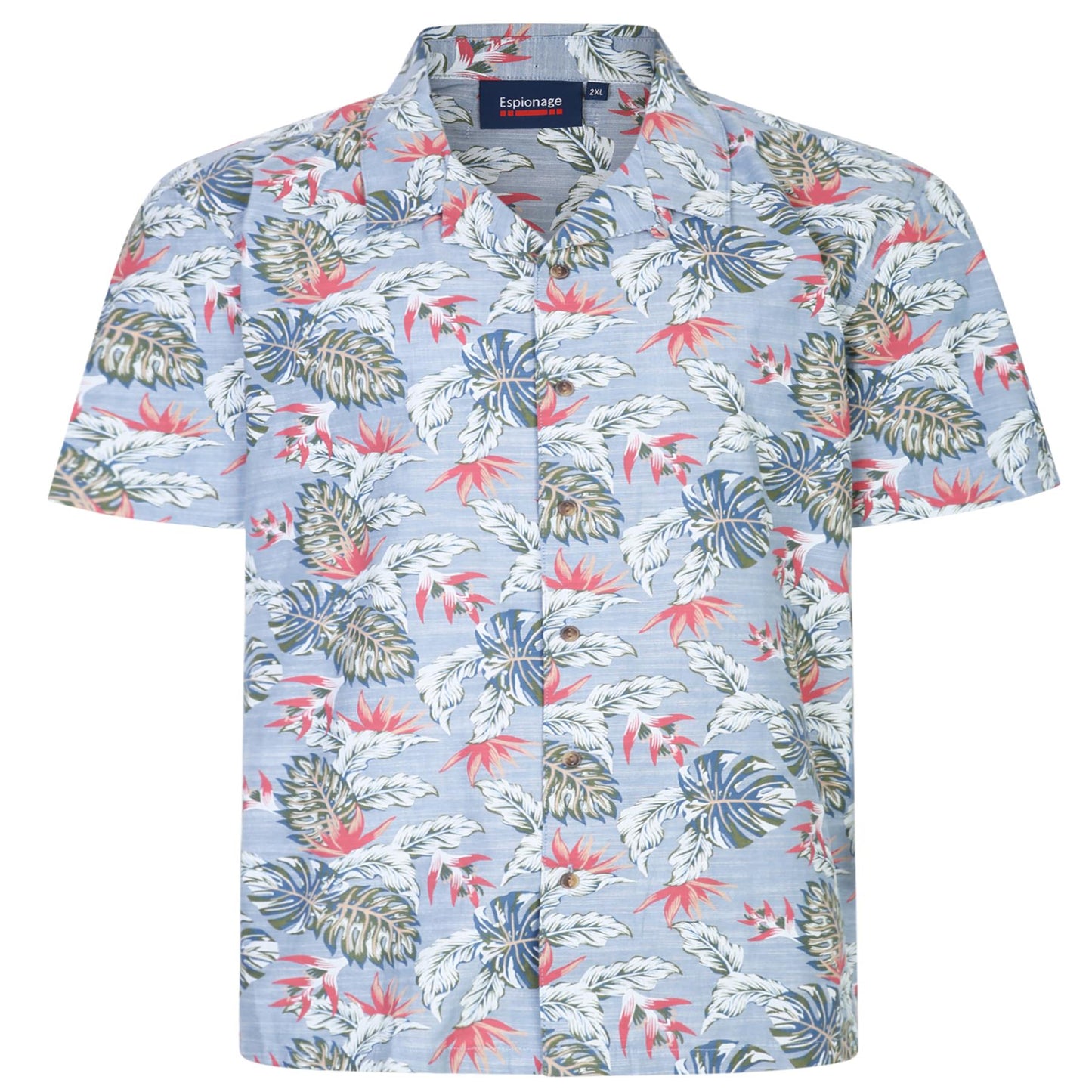 Espionage Mens Big Size Short Sleeve Leaf Print Shirt in 2XL-8XL