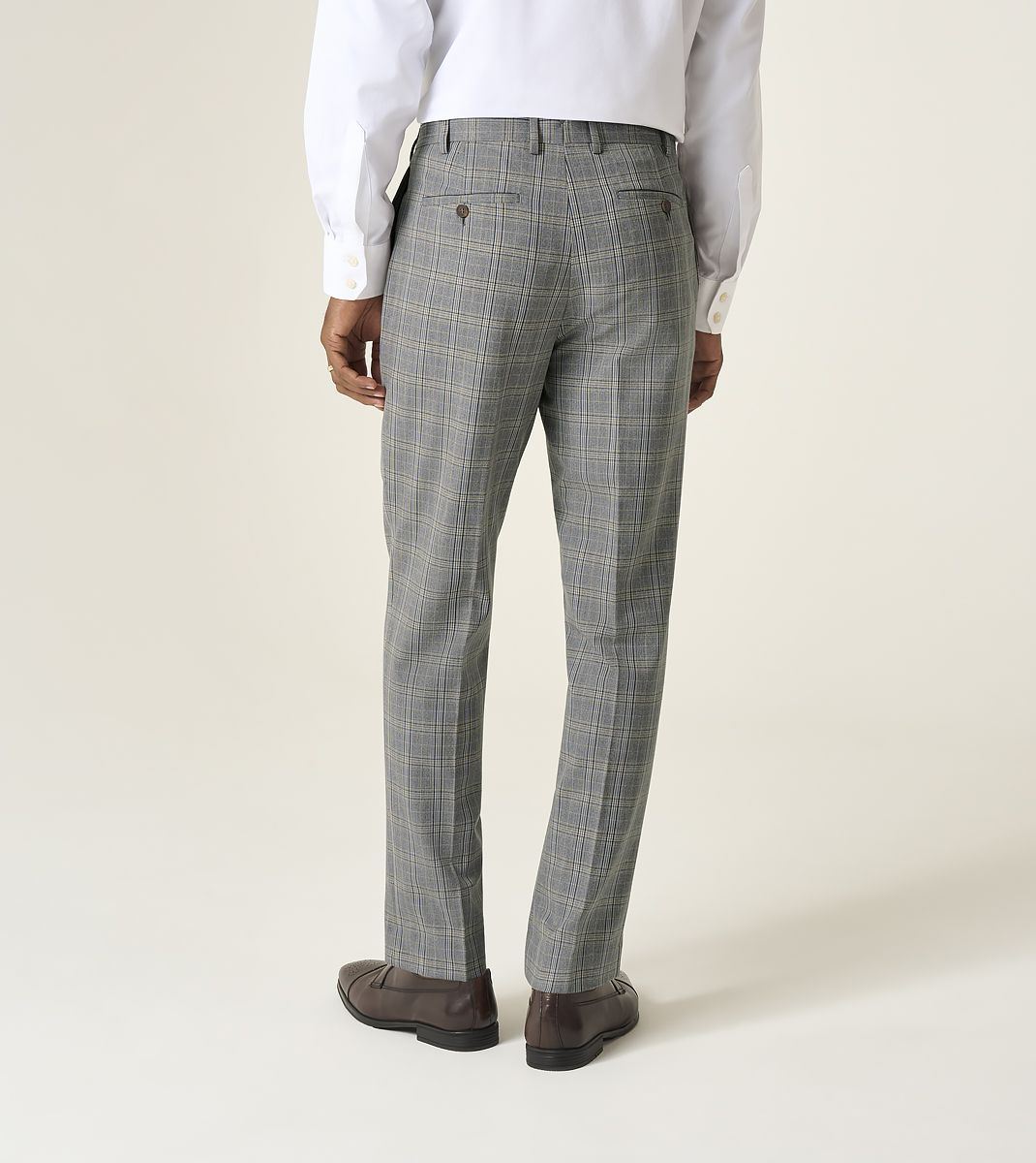 Skopes Dettori Suit Tailored Fit Trouser For Men ins Brown Blue Check, 30W-58W