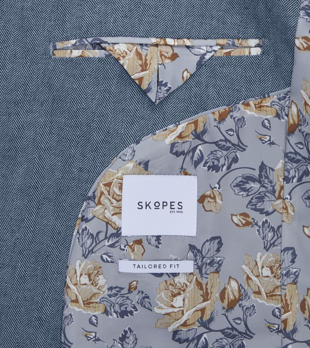 Skopes Calvados Linen Blend Tailored Fit Suit Jacket For Men in Blue, 36S-62L