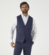 Skopes Fenton Ultimate Comfort Suit Waistcoat For Men in Navy Blue Square Check, 34R to 62R