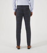 Skopes Men's Tailored Fit Doyle Wool Blend Check Suit Trouser in Grey Waist 32 to 56