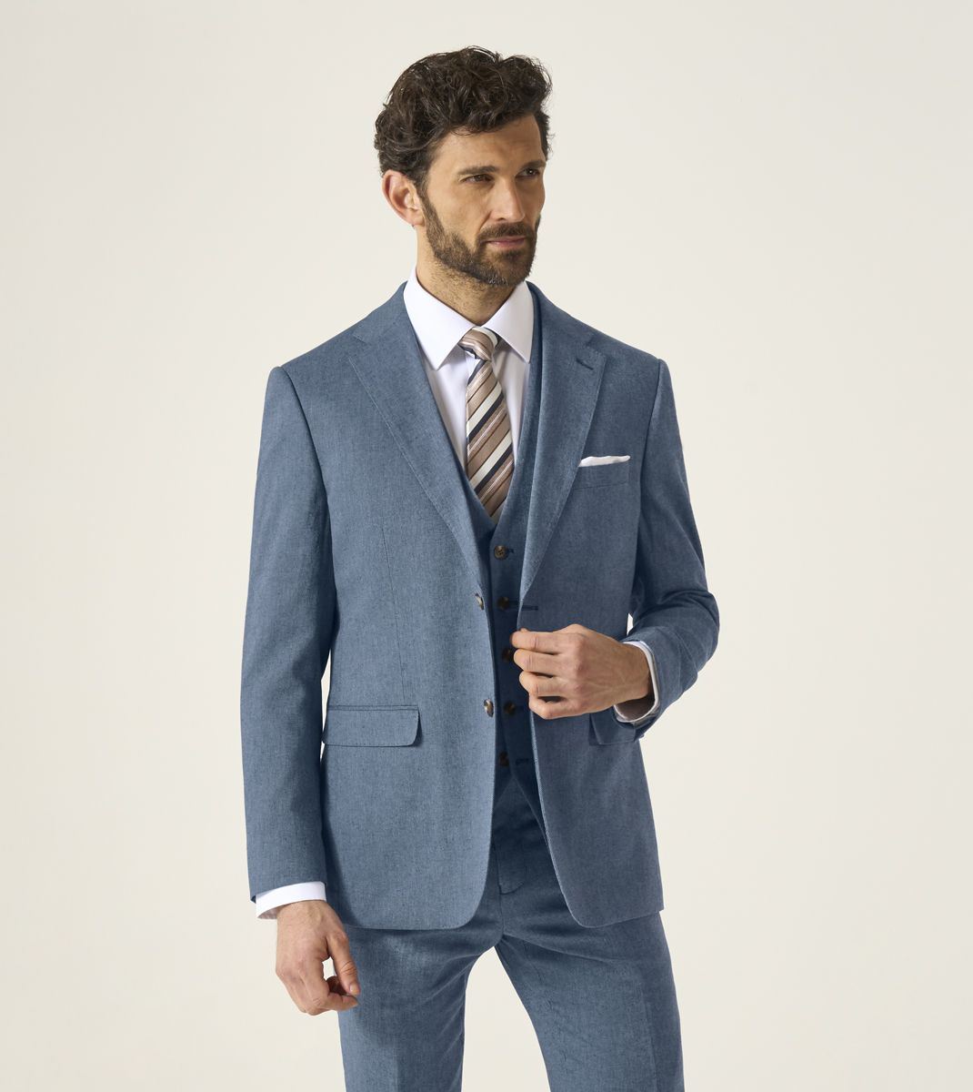 Skopes Calvados Linen Blend Tailored Fit Suit Jacket For Men in Blue, 36S-62L
