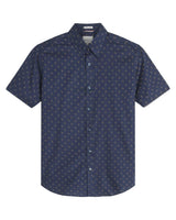 Ben Sherman Stipple Print Short Sleeve Shirt For Men in Dark Navy, 2XL-5XL