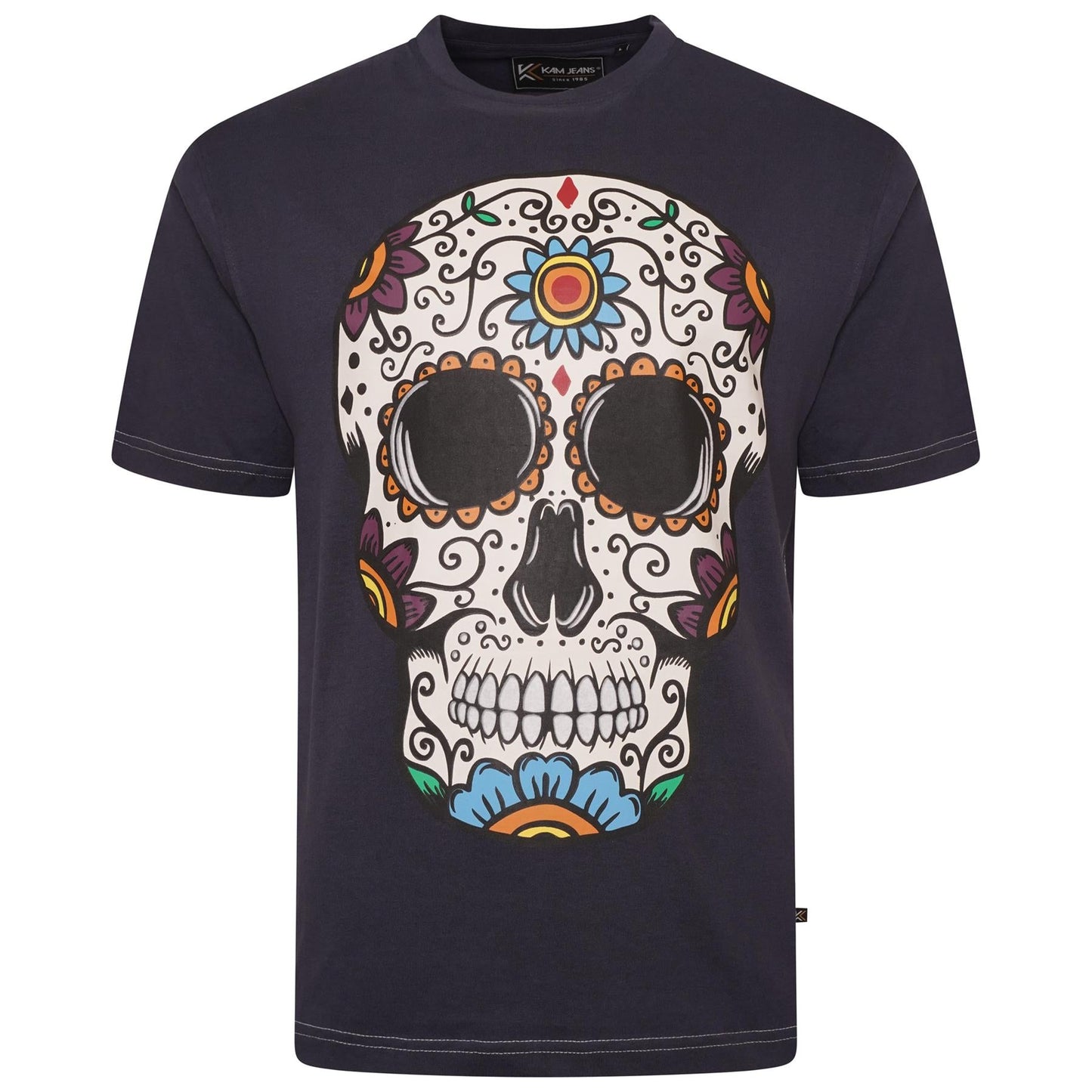 KAM Mens Plus Size Coloured Skull Print Tee in 3 Colour Options 2XL to 8XL