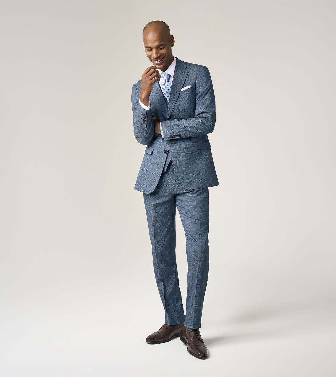 Skopes Anthony Suit Waistcoat For Men in Blue Check, 36R-62R