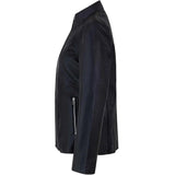 Women's Genuine Café Racer Sheepskin Motorcycle Leather Jacket, YKK Zipper | Black