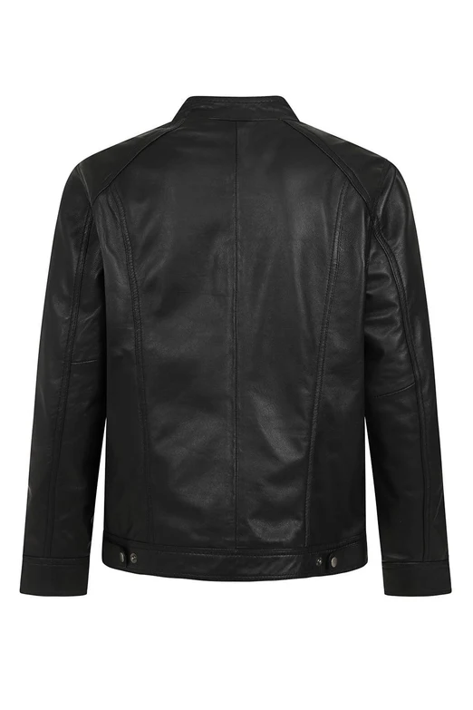 Men's Leather Zip-Up Jacket, Biker Style | Black