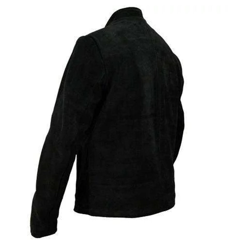 Men's Suede Leather Jacket, Zip Front | Black