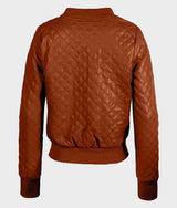 Women's Bomber Zip up Genuine Leather Jacket | Brown