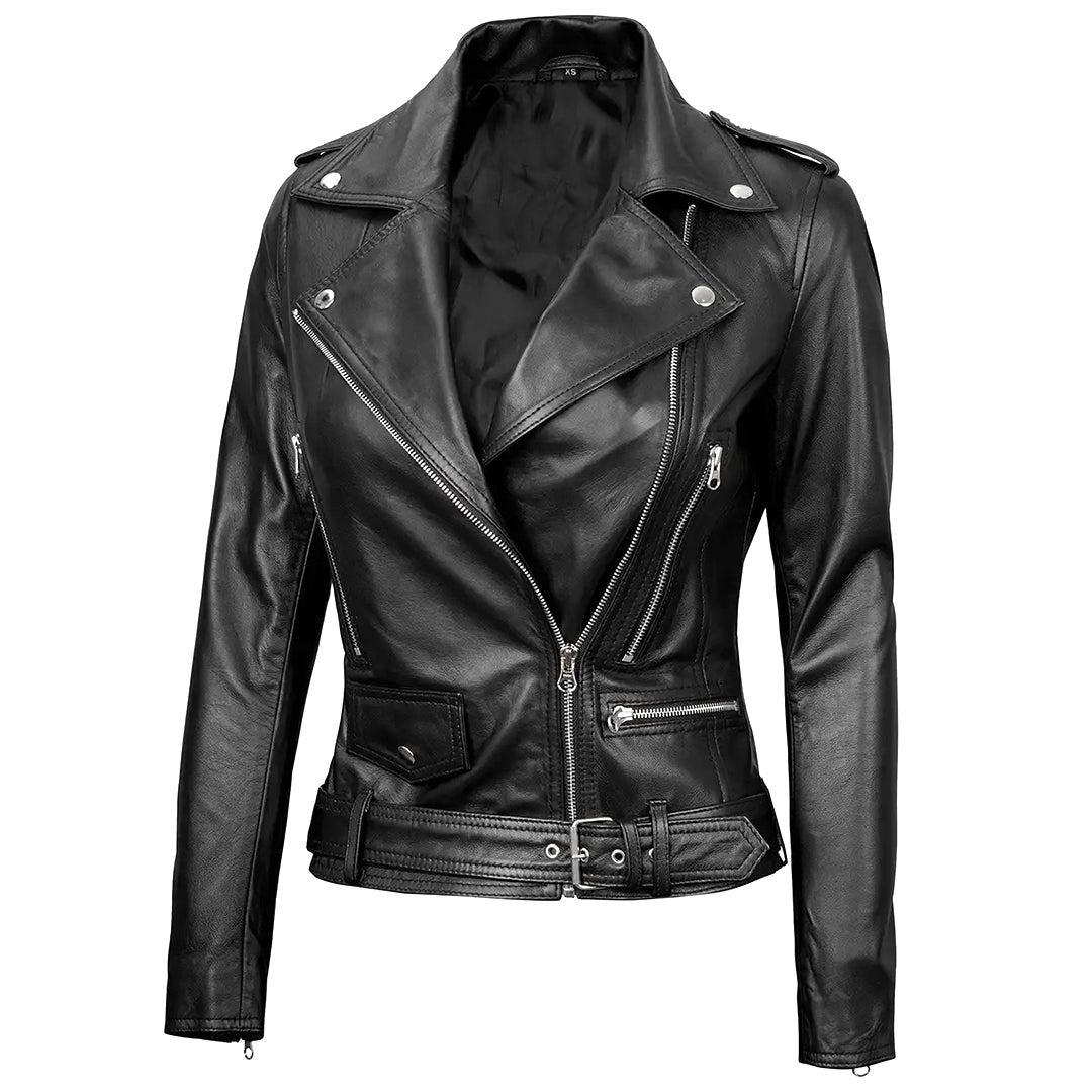 Women's Motorcycle Leather Jacket | Black