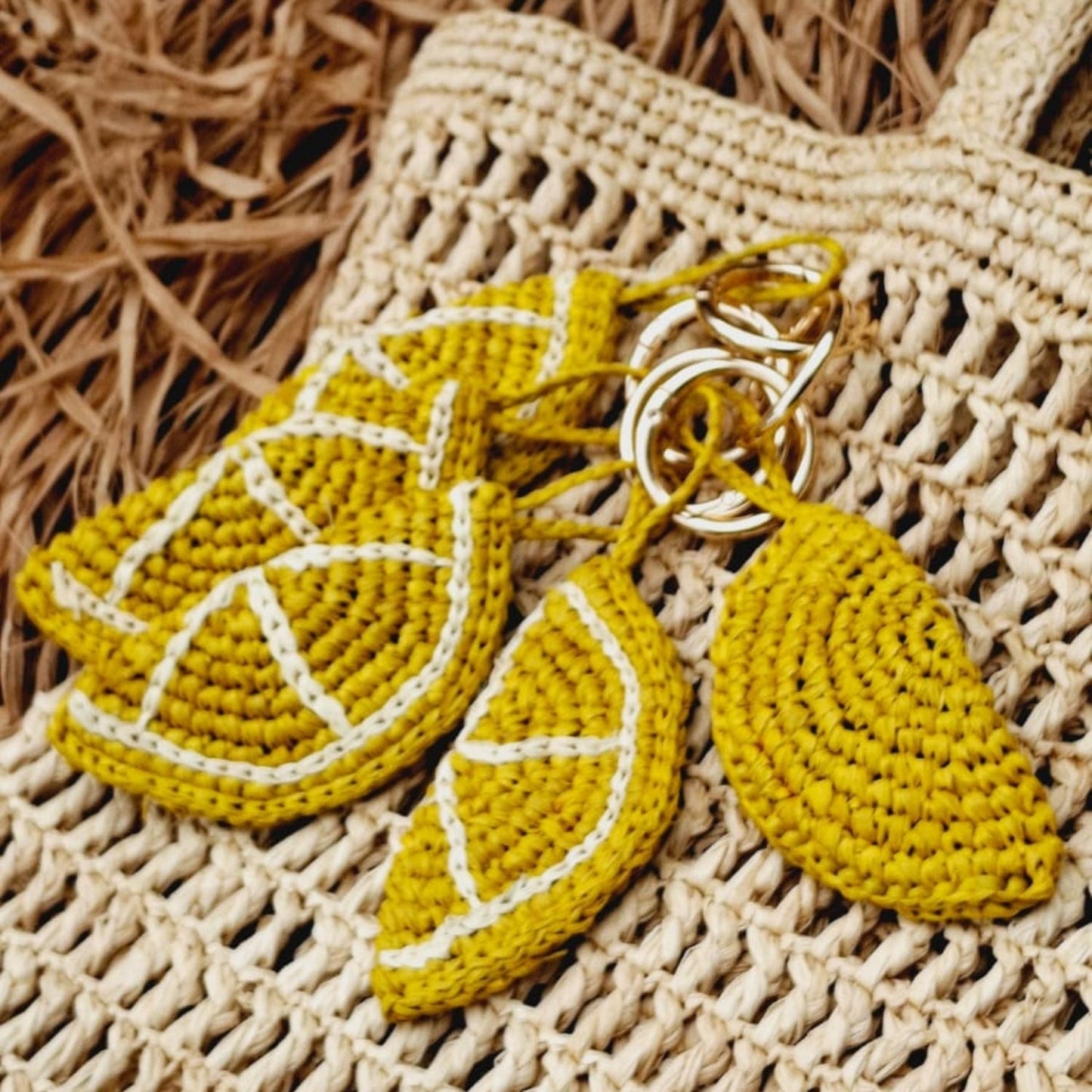 Lemon- Raffia Keyring