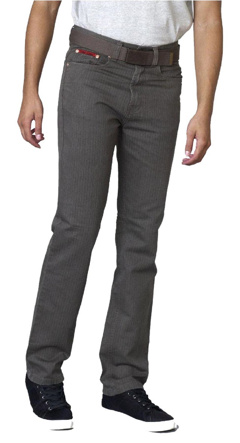 Duke London Mens Regular Beford Cord Jeans (Brian) with Belt in Brown