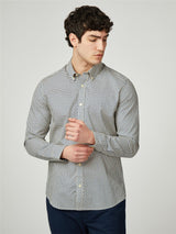 Ben Sherman Big Size Split Spot Print Long Sleeve Shirt For Men in Fog, 2XL-5XL