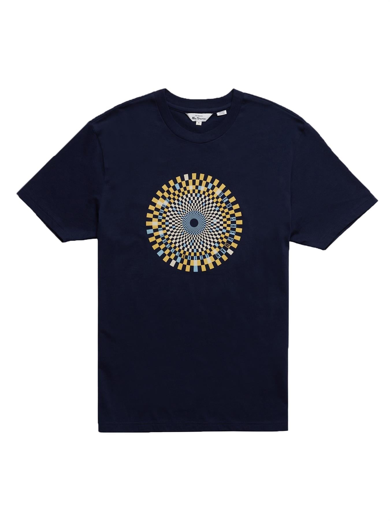 Ben Sherman Classic Casual Ska Check Target Tee Shirt For Men Features An Abstract Target Chest Print In Circle in XXL-5XL