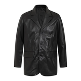 Men's Genuine Leather Blazer Coat | Black
