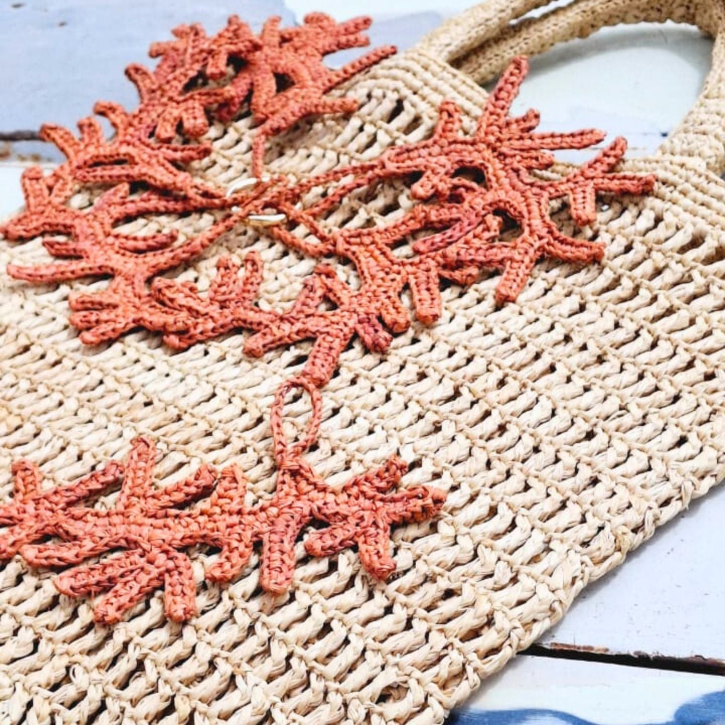 Raffia Coral Keyring