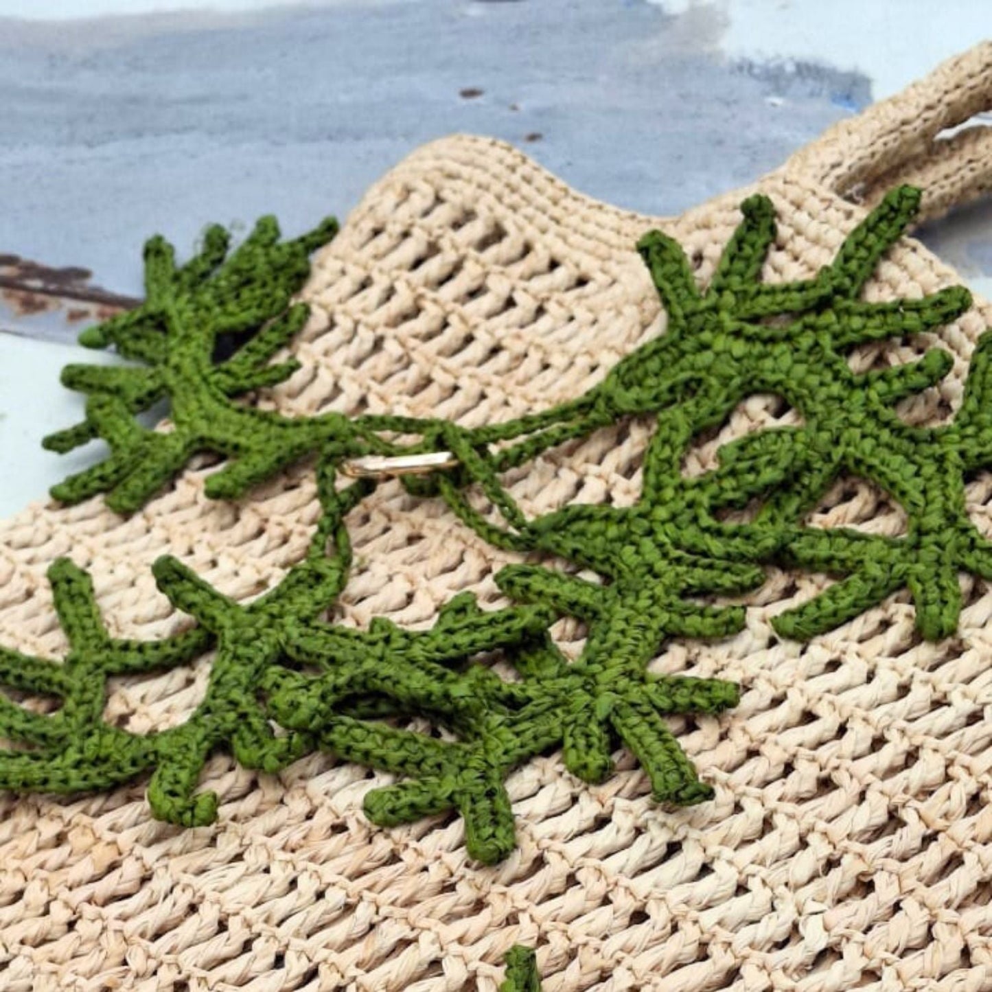 Raffia Coral Keyring
