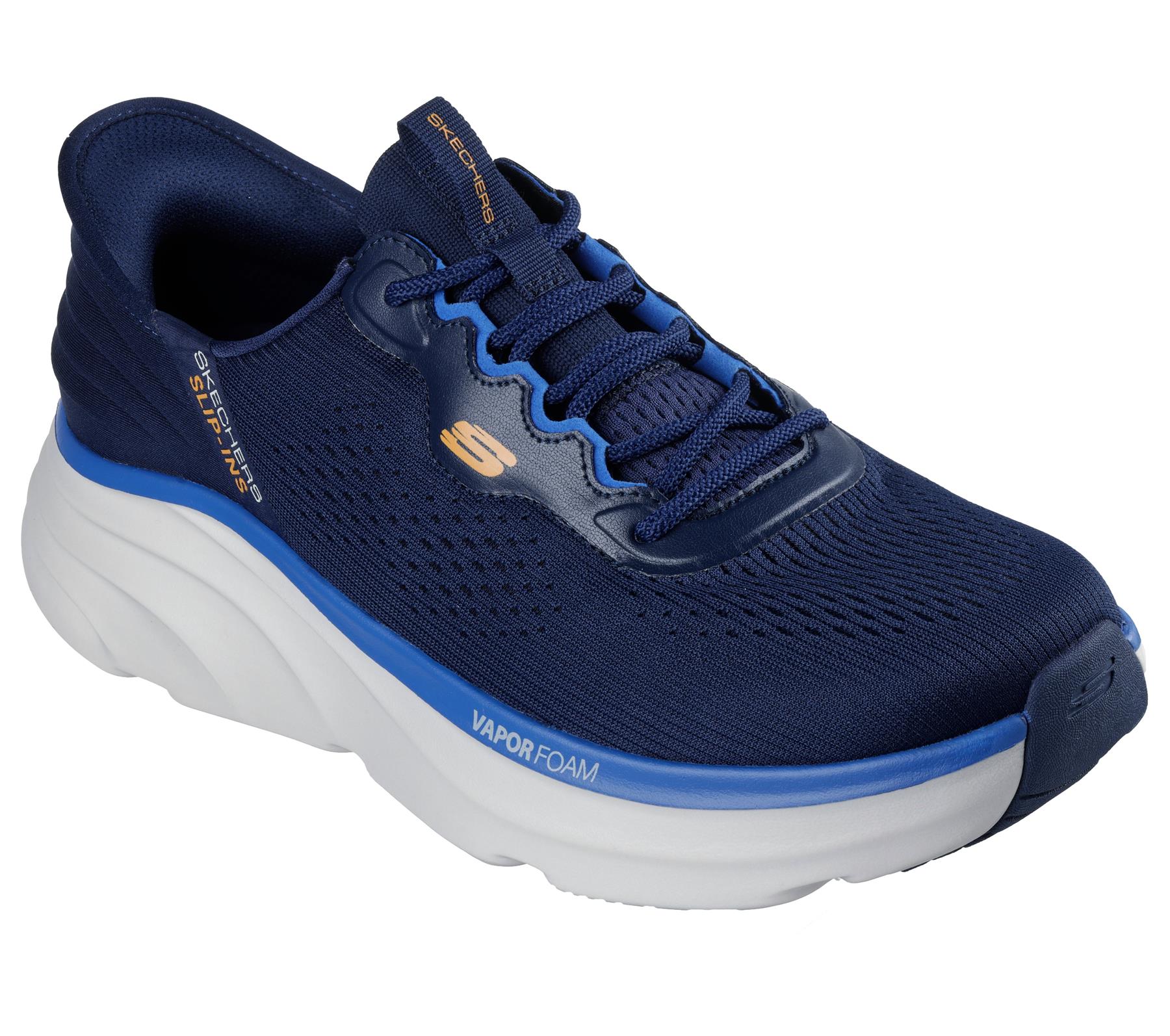 Skechers Slip On Shoe For Men D'Lux Vapor Slip-Ins With Lace-up in Navy/Orange, 5.5-13