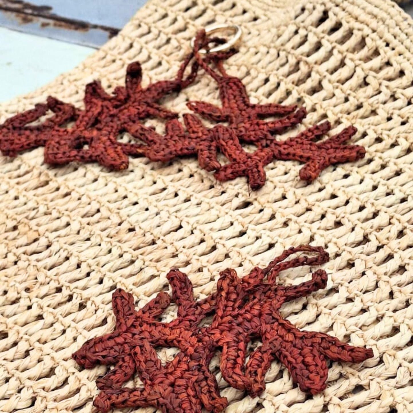 Raffia Coral Keyring