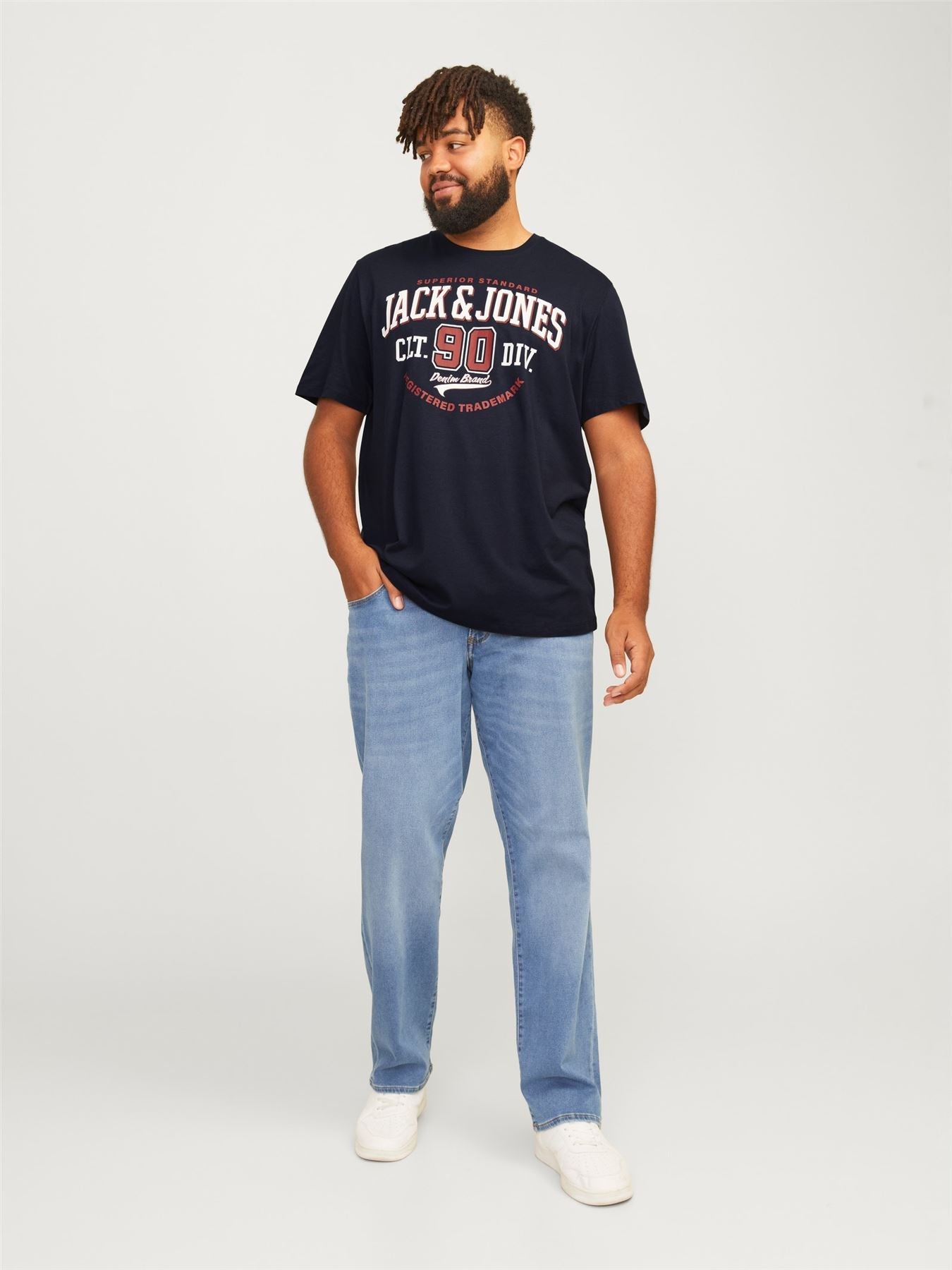JACK & JONES Plus Size Short Sleeve Brand Logo T-Shirt for Men in 2 Colours, 2XL-6XL