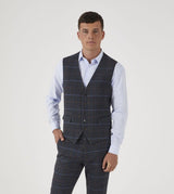 Skopes Men's Doyle Wool Blend Check Waist Coat in Grey 34 to 62 Regular
