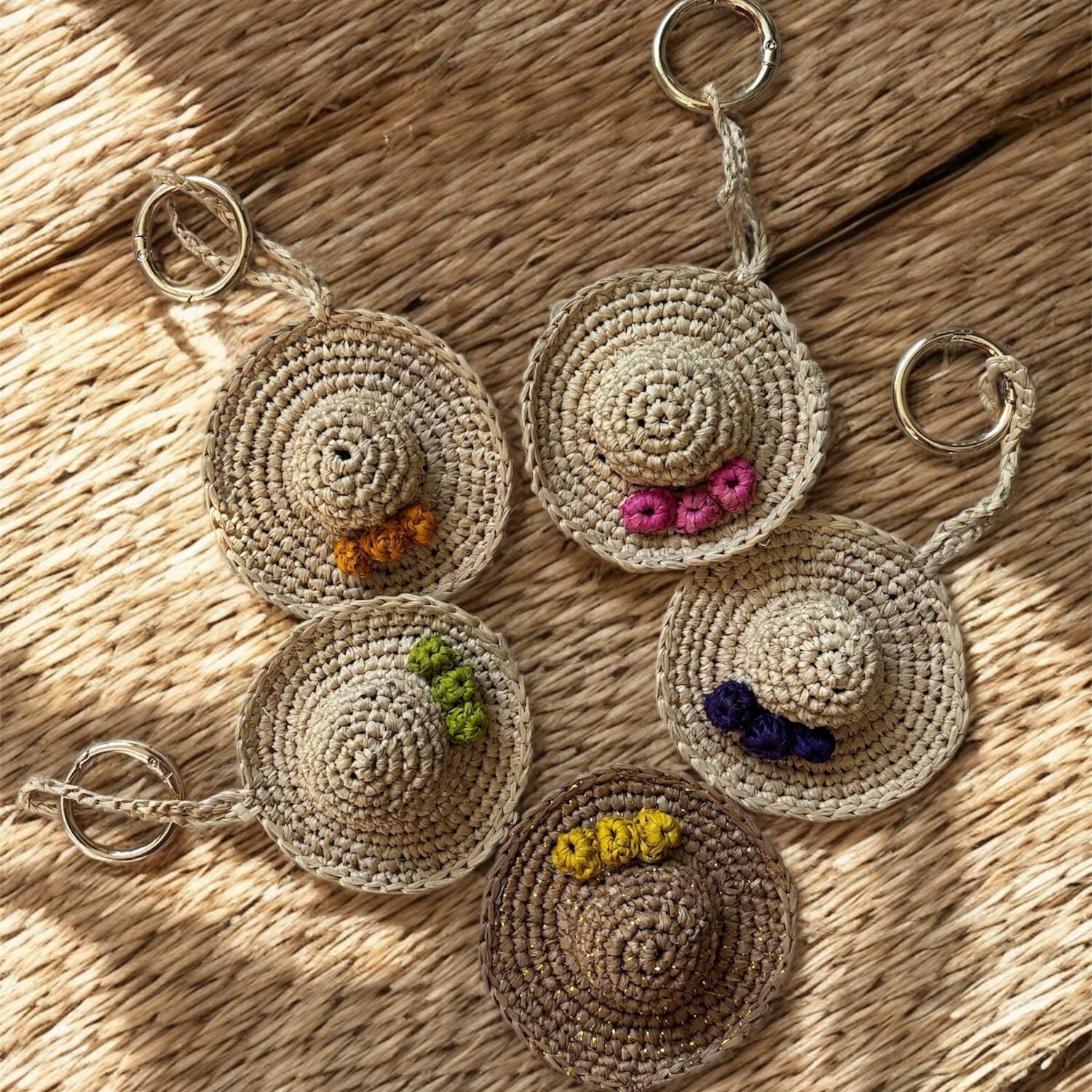 Accessories Mini Hat Raffia Keyring