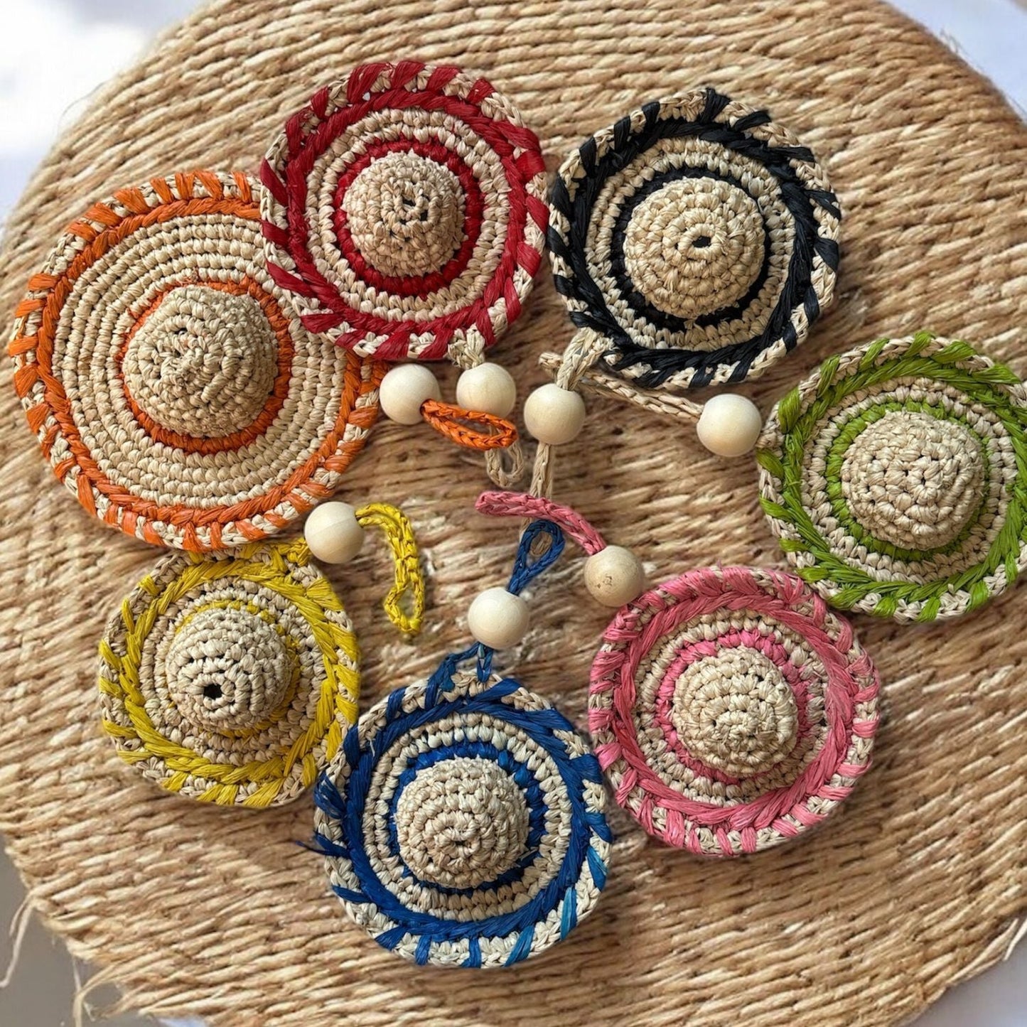 Accessories Mini Hat Raffia Keyring