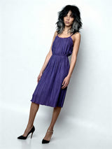 Original 1970's Vintage Purple Pleated Disco Dress UK 6 - 8