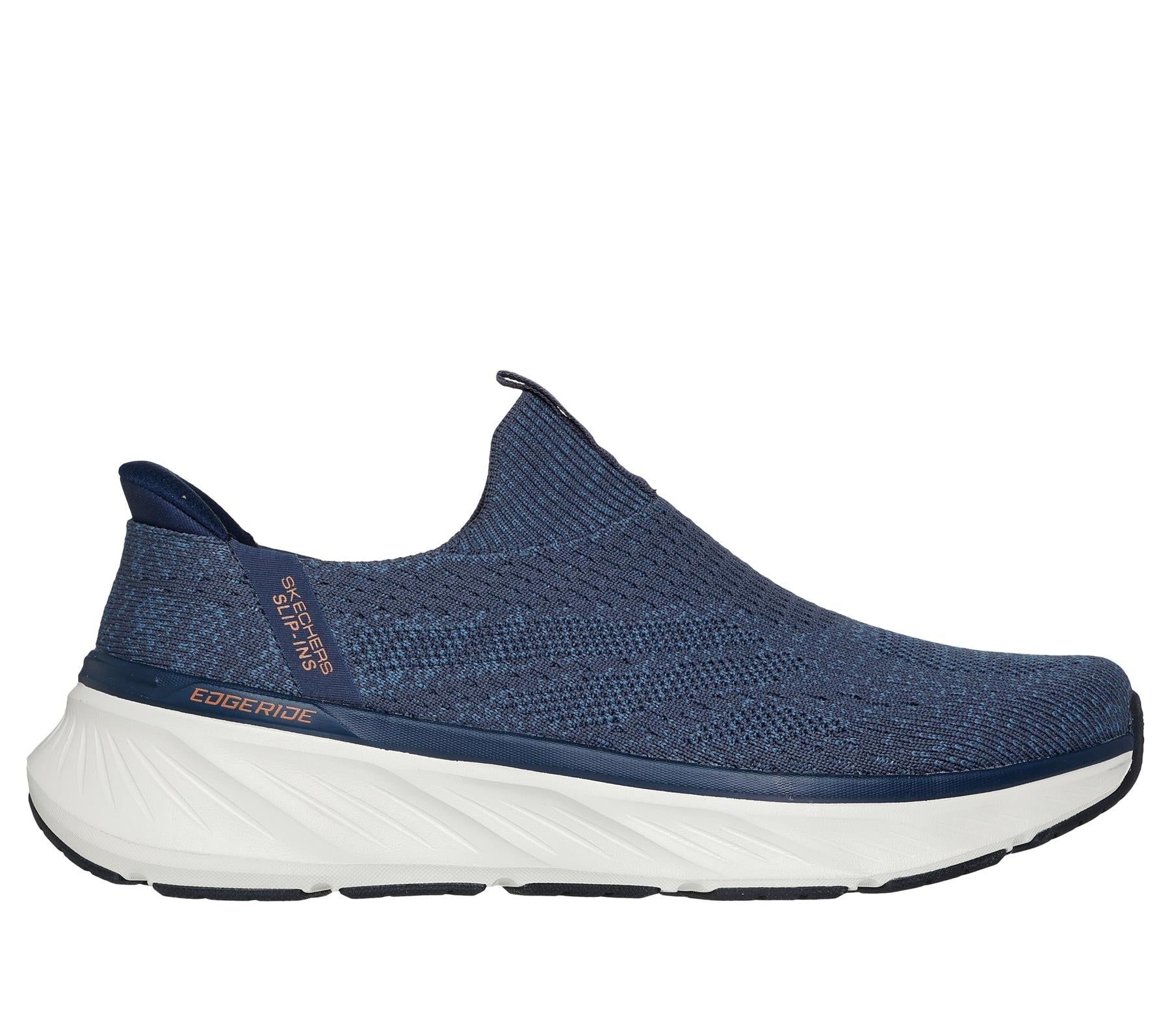 Skechers Slip On Sneaker Shoe For Men Edgeride Commissioner Slip-ins in Navy/Orange, 5.5-13