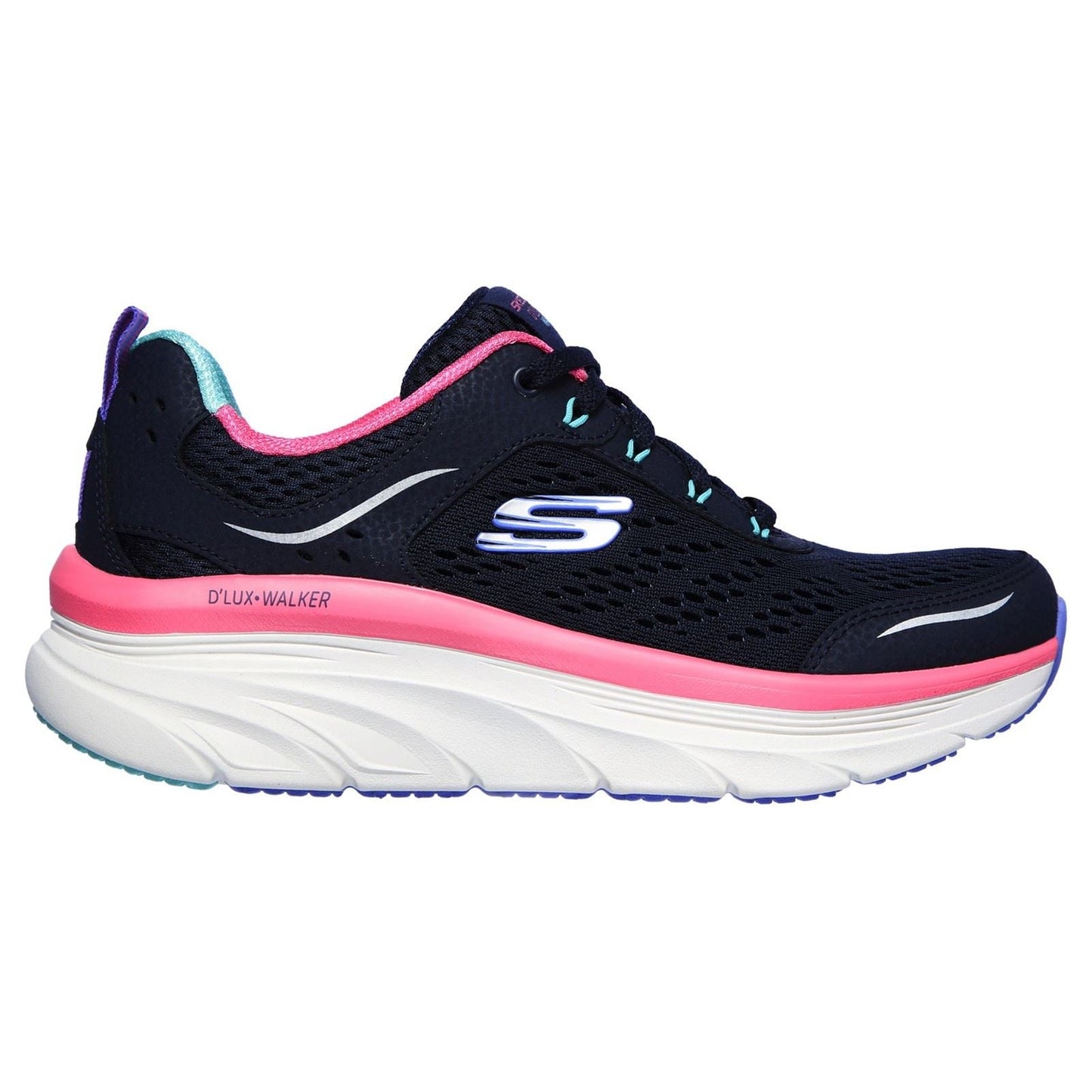 Skechers Relaxed Fit D'Lux Walker Infinite Motion Lace Up Sports Ladies Sports in Navy/Multi