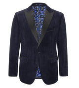 Skopes Men's Tailored Fit Jive Velvet Sports Jacket Blazer in Navy in 54 to 62 Regular to Long