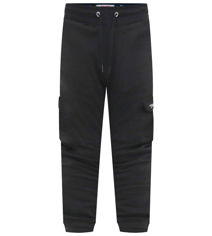 D555 EDINBURGH 1 Cargo Pocket Joggers For Men (Tall) With Ribbed Cuffs in Black, LT-3XLT
