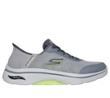 Skechers Lace Up Shoe For Men Slip Ins Go Walk Arch Fit 2.0 Simplicity 2.5 in Gray/Lime, 6-15