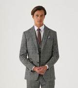Skopes Rowan Suit Tailored Fit Jacket For Men in Grey Herringbone Check, 34S to 64L