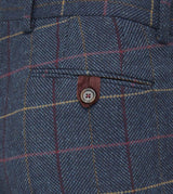 Skopes Men's Tailored Fit Doyle Wool Blend Check Suit Trouser in Navy Waist 32 to 56