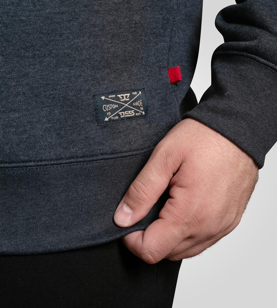 D555 SKEGNESS Collar Sweatshirt  For Men With Black Snap Button Placket in Navy Marl, 2XL-6XL