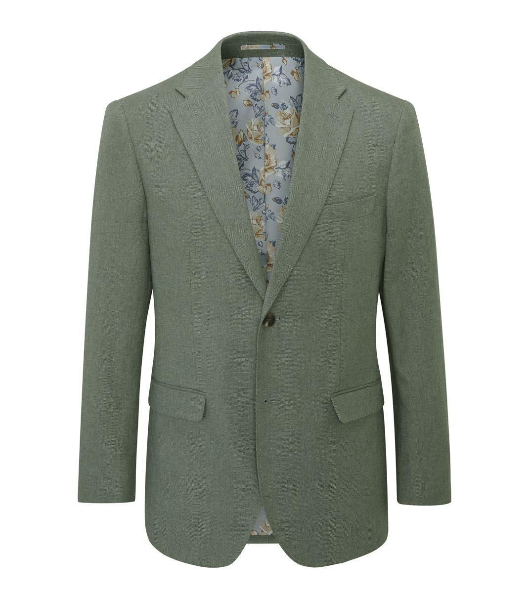 Skopes Calvados Linen Blend Tailored Fit Suit Jacket For Men in Sage, 36S-62L