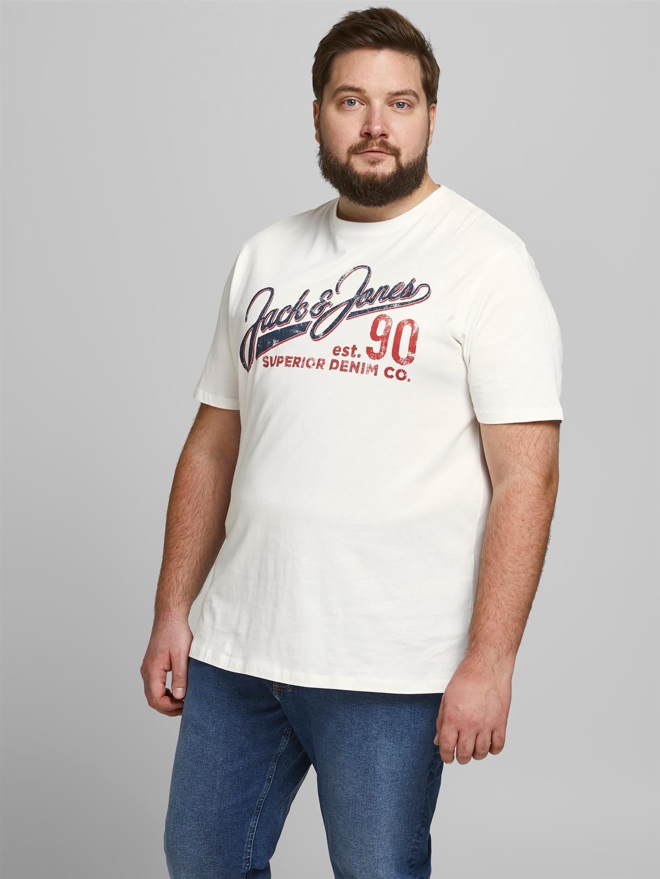 Jack & Jones Mens Plus Logo Printed Tee