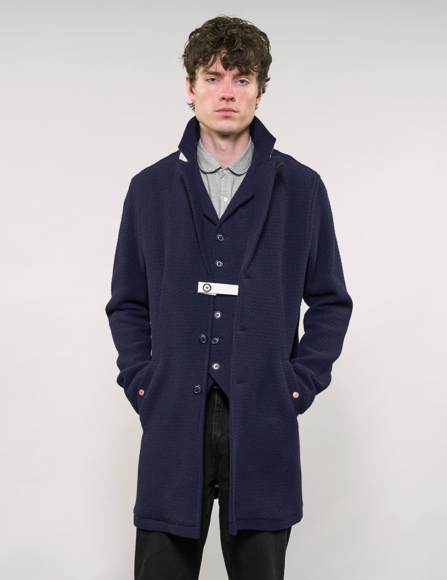 IMMORTAL Silverstone Frock Style Coat - Navy Waffle