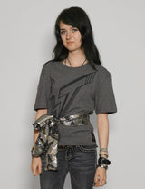 ST Lined Logo Tie-Tee in Grey with Silver Tie